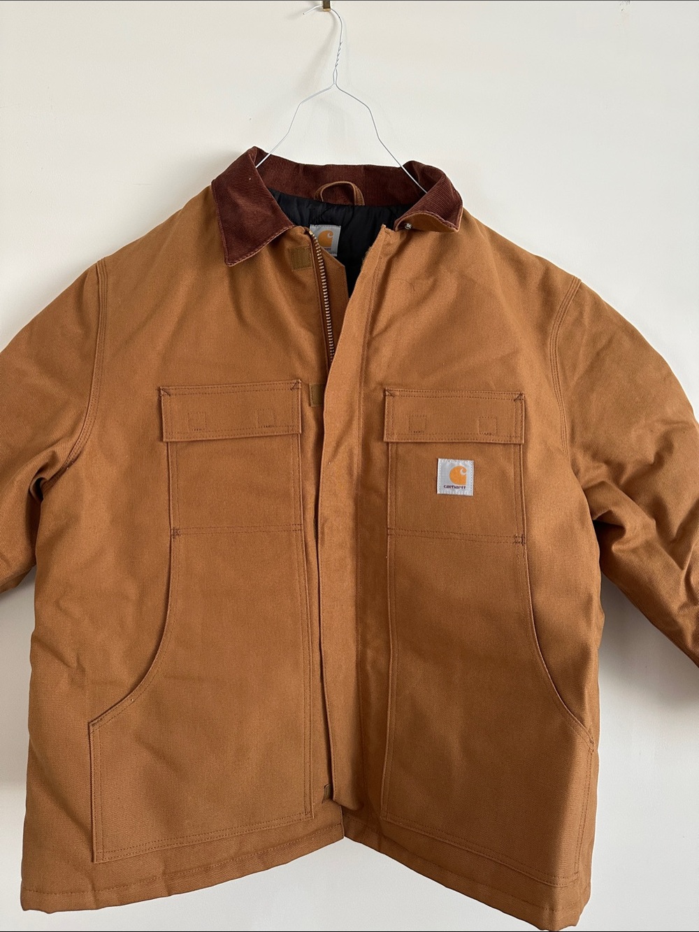 Carhartt Men's Brown/Tan Duck Canvas Work Jacket with Corduroy Collar - XXL